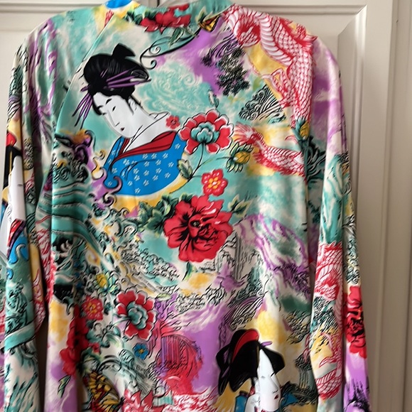 Natori Asian Print Caftan/Robe - Picture 3 of 4